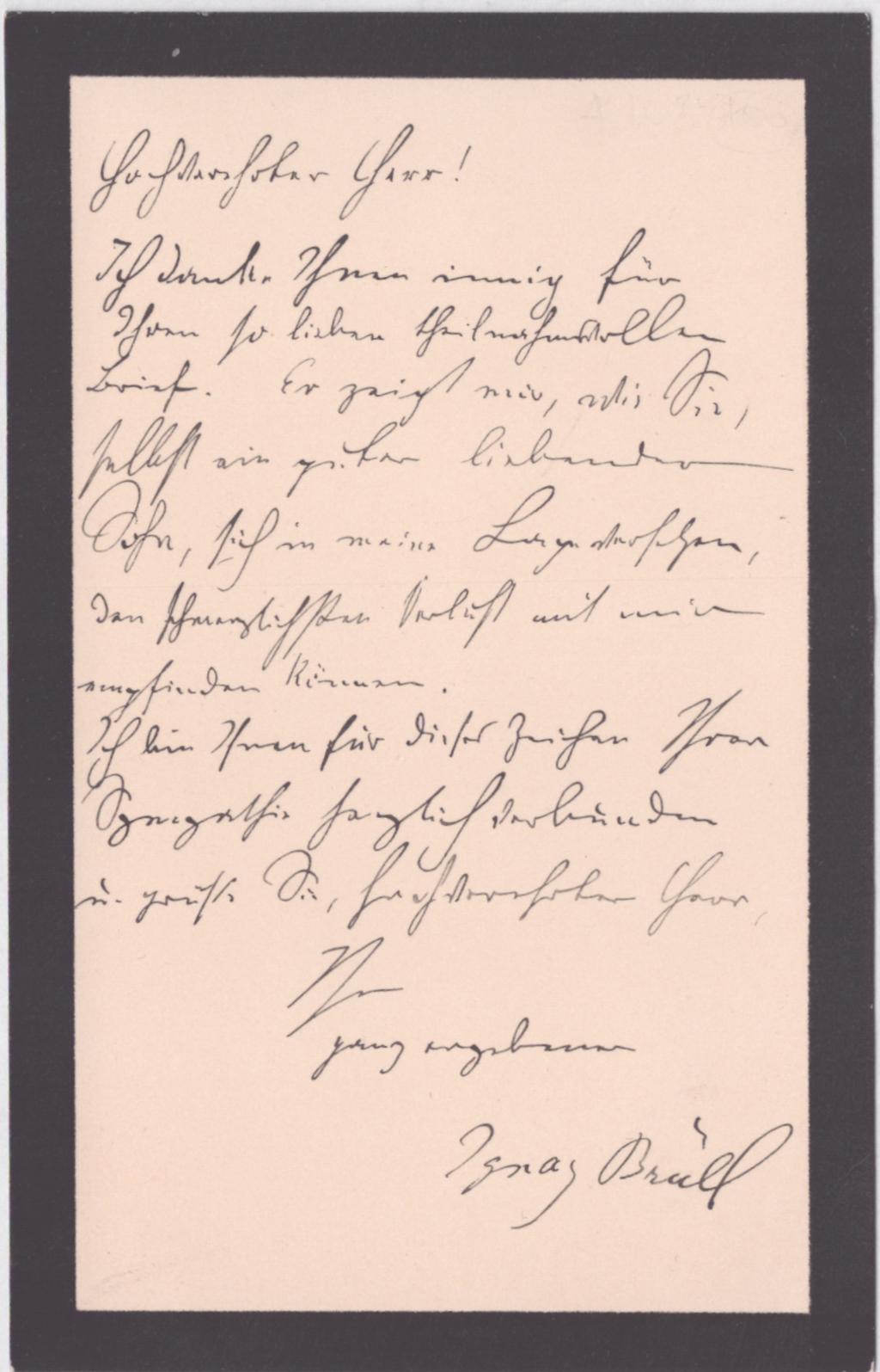 Brüll, Ignaz - Autograph Letter Signed